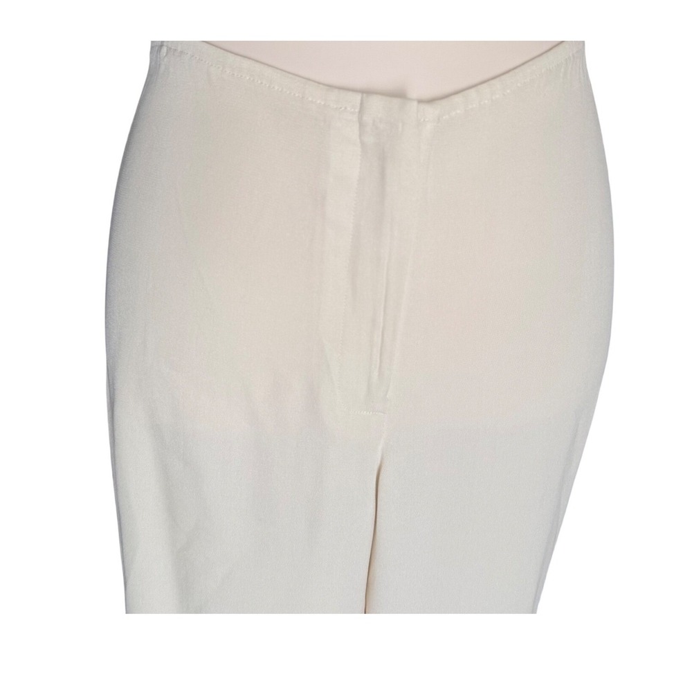 Vintage 90s Eileen Fisher 100% Silk Ivory Wide Leg Pants Size Size Medium - Picture 3 of 11
